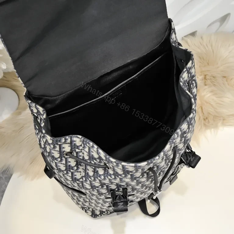 View 3 of Monogram Backpack: Dior Oblique, Blackâ€“Ivory, Structured Design