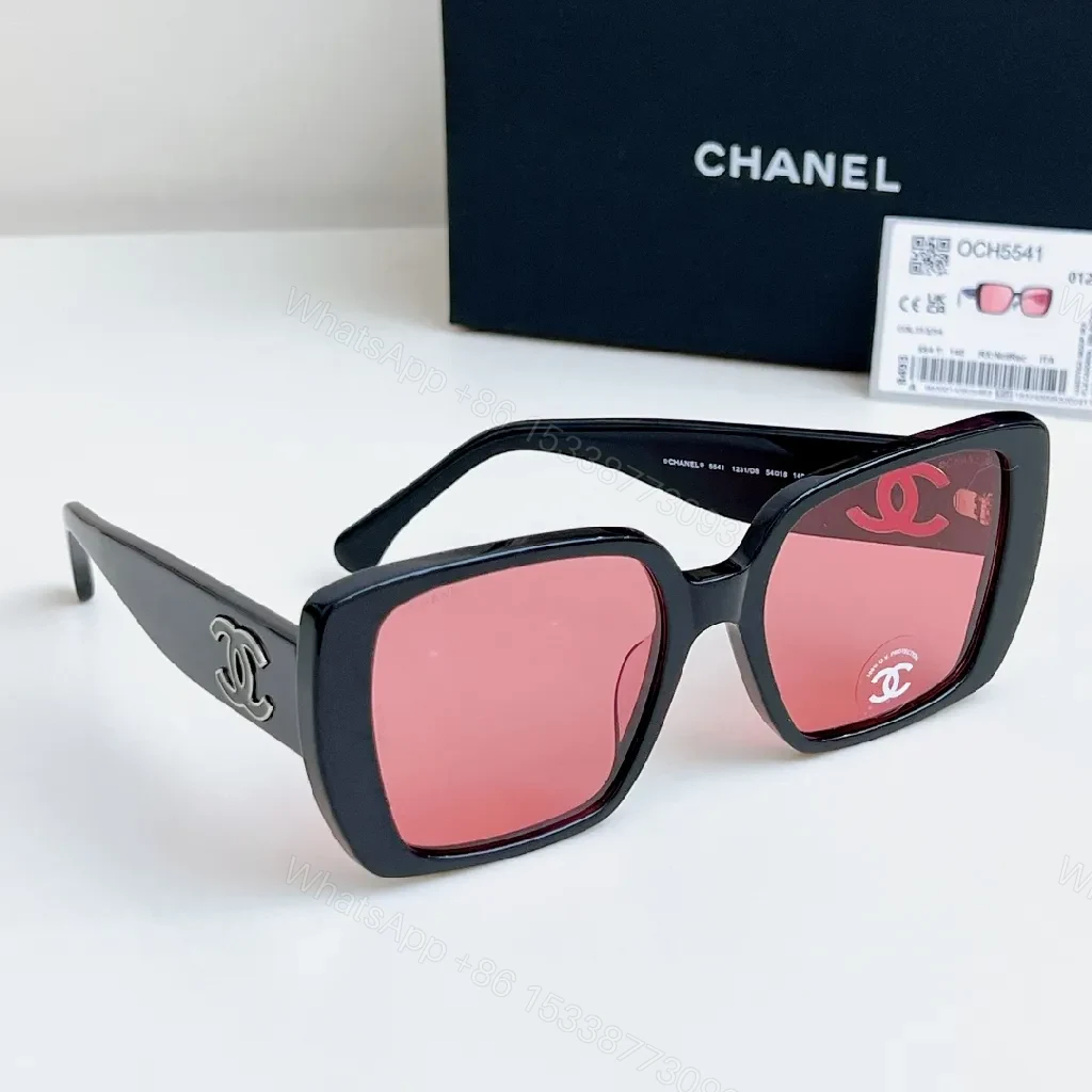 View 5 of Pink Accent Square Sunglasses – Glossy Acetate, UV 100%