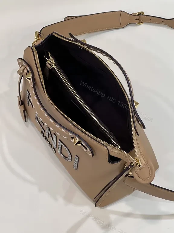 View 4 of Bold Fendi Logo Compact Leather Handbag - Luxury Everyday Style