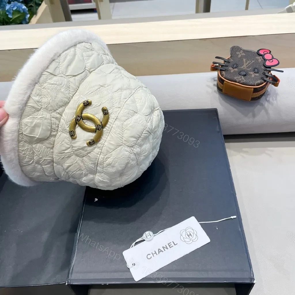 View 7 of Quilted Fur-Trim Visor Beanie – Luxe Chanel-Style Warmth