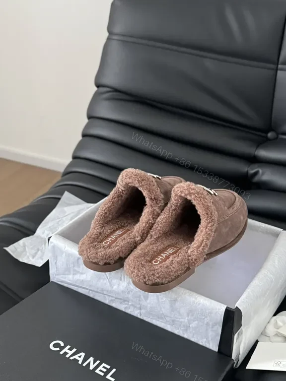 View 3 of Warm Taupe Suede Mules + Shearling Comfort + Luxe Designer-Inspired Footwear