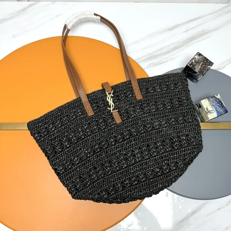 Textured Crochet Tote: Luxury YSL-Inspired Hardware Bag — view 1