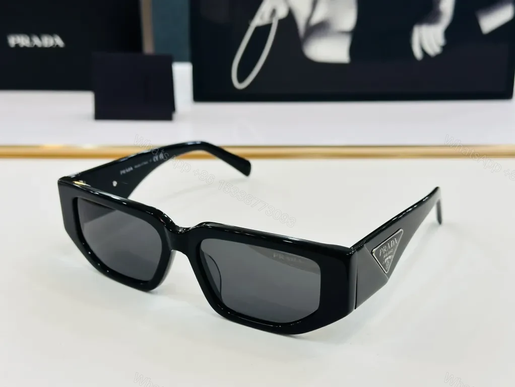 Black Acetate Blocky Sunglasses â€” Prada Hardware, All-Day Comfort — view 1
