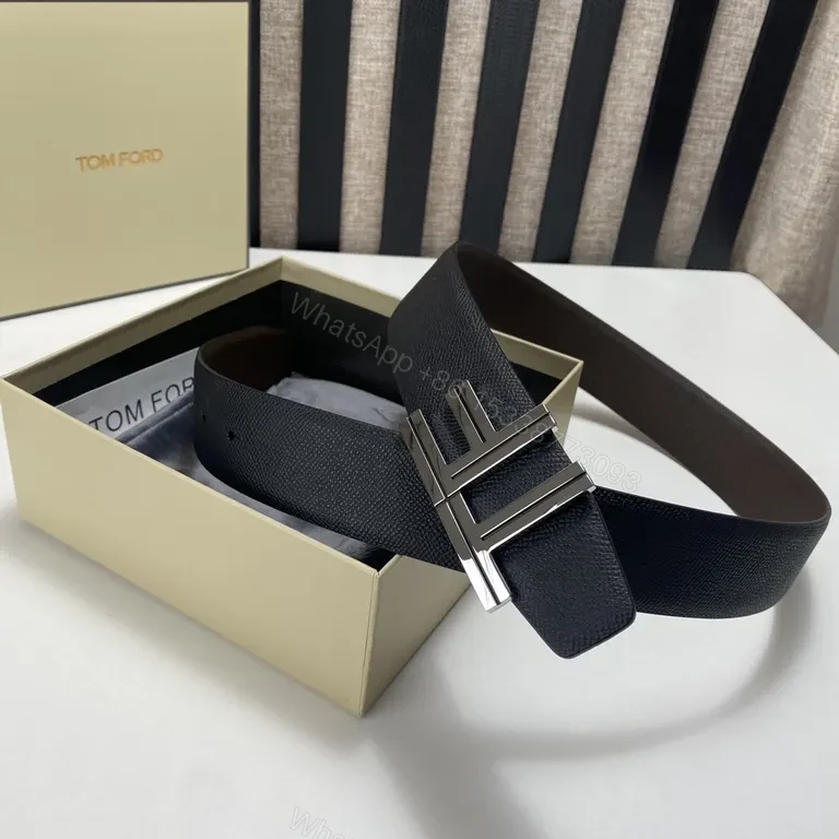 View 4 of Lux Calfskin Belt: TF-Inspired Buckle, Textured Matte Leather