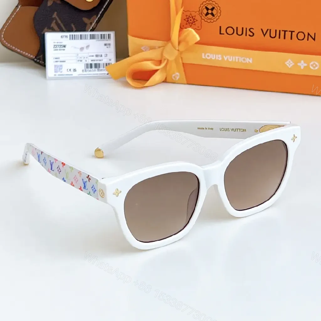 View 4 of White Acetate Sunglasses, Round-Square, Gradient Lenses, Gold Details