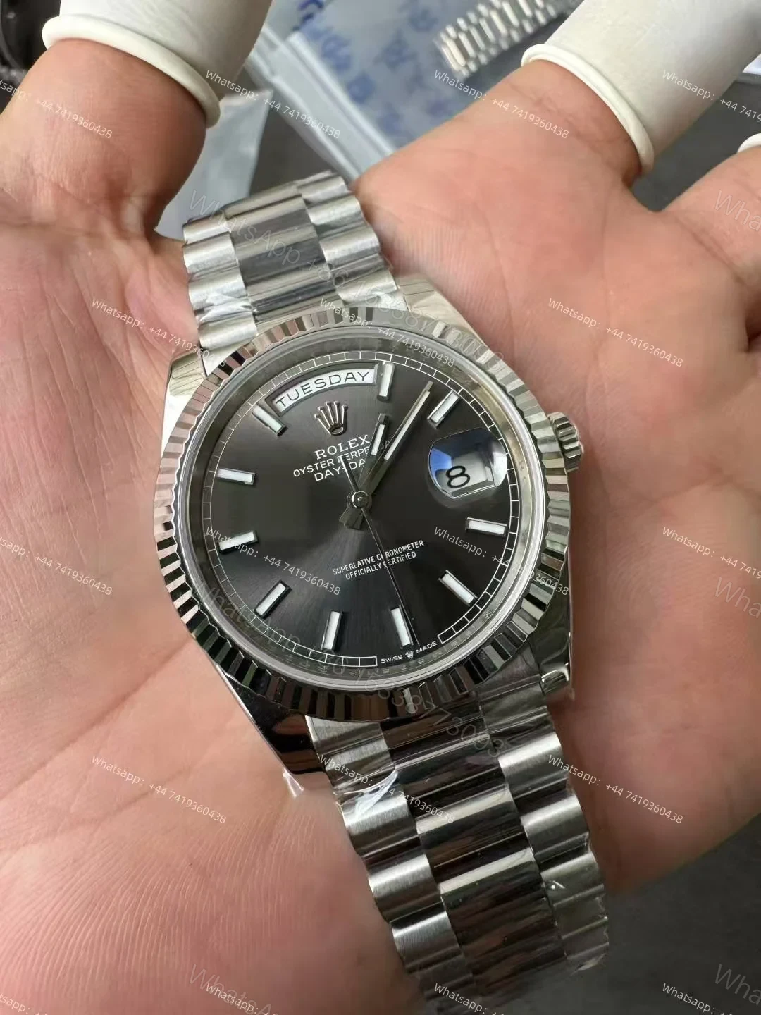 View 5 of Rolex Day-Date M228239-0060 1:1 Replica Gray Dial 40MM 3255 Movement Presidential Bracelet Super Clone Watch