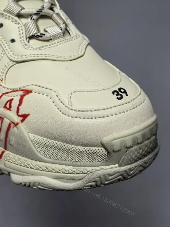 View 5 of BALENCIAGA TRIPLE S SNEAKER IN WHITE, RED AND BLACK DIY METAL ARTWORK PRINTED COWSKIN – BB269