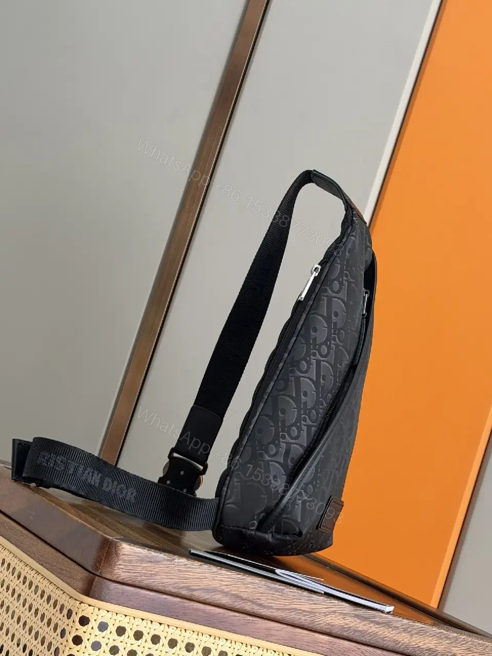 View 5 of Structured Pattern Sling Bag: Modern, Hands-Free Luxury