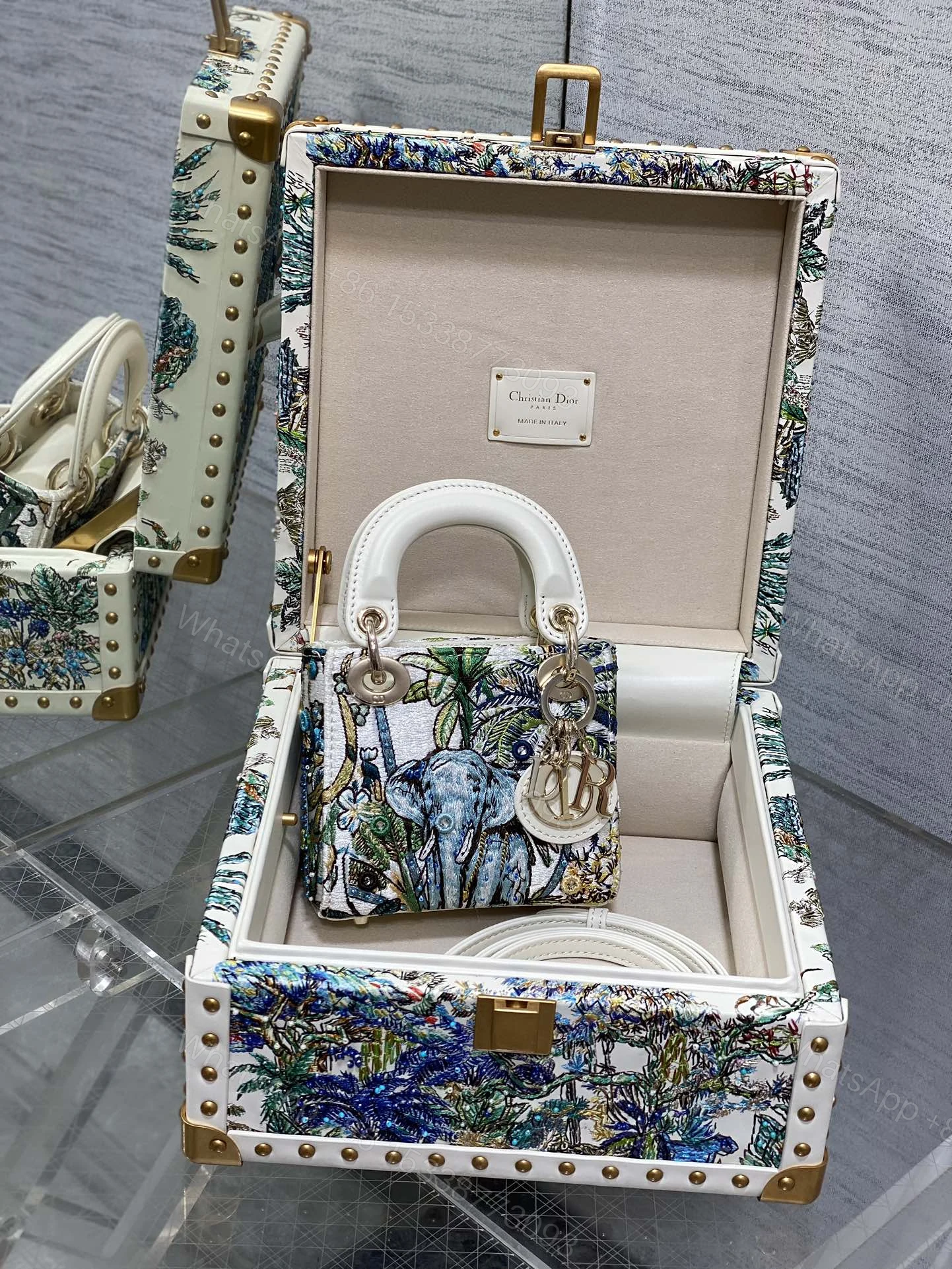 Dior 高仿白色刺繡迷你包 叢林動物圖騰限量珍藏版 — view 1