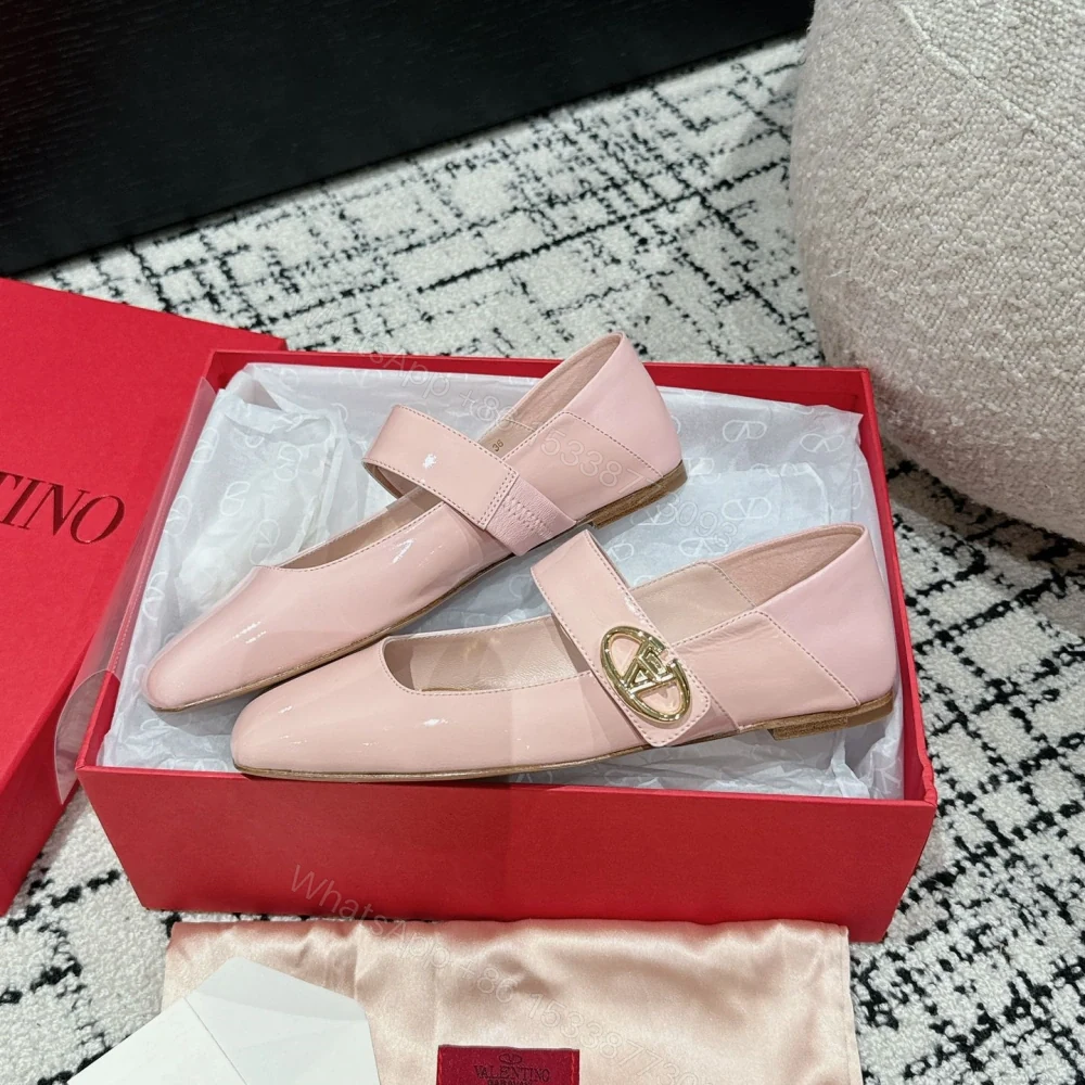 View 5 of 高仿Valentino*5W2S0JV方頭單鞋漆皮粉色平底免檢版