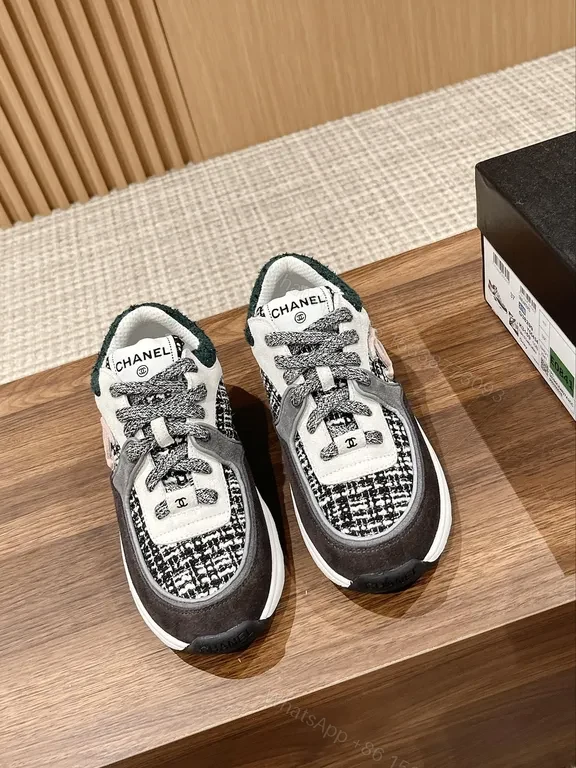 View 3 of Chanel-Inspired Knit & Leather Luxe Sneakers - All-Day Comfort