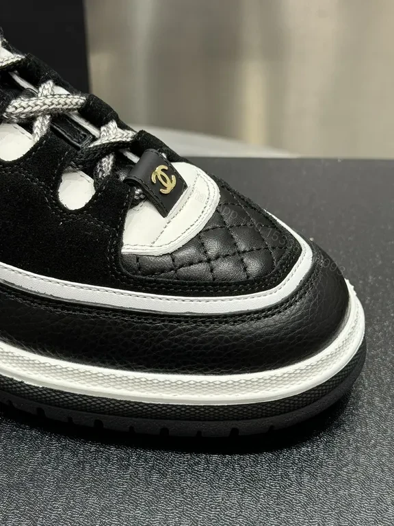 View 7 of Chic Black-White Quilted Leather High-Tops Sneakers