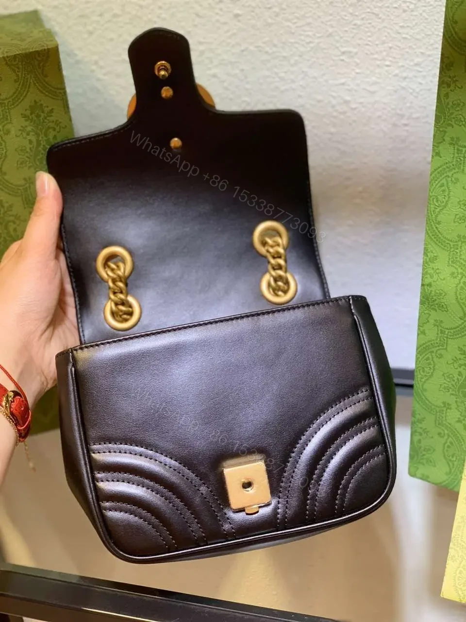 View 4 of Gucci Marmont Rep 11 Women’s Handbag High Quality Black 20cm