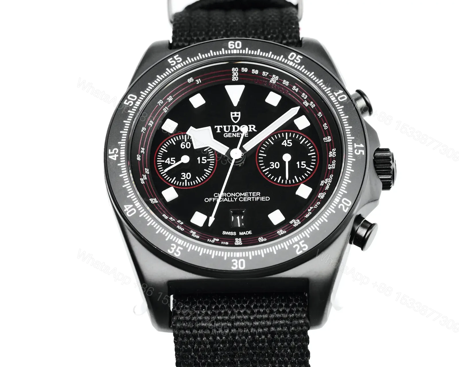 View 2 of Tudor FXD Chronograph Super Clone Black Dial Black Strap Premium 43MM TUD-FXD-CHRONO-BLK-BLK-FAB-43