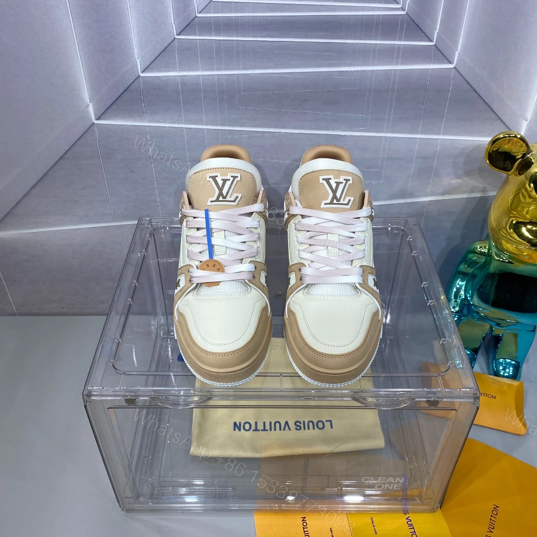LV 一比一 Trainer 米白卡其拼色運動鞋 簡約百搭款 — view 1