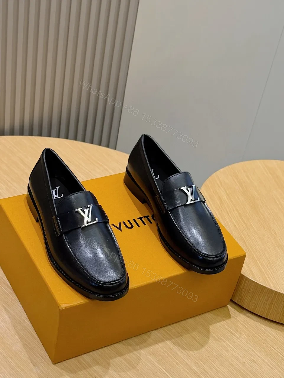 Refined Black Leather Loafers — Subtle LV-Inspired Hardware — view 1