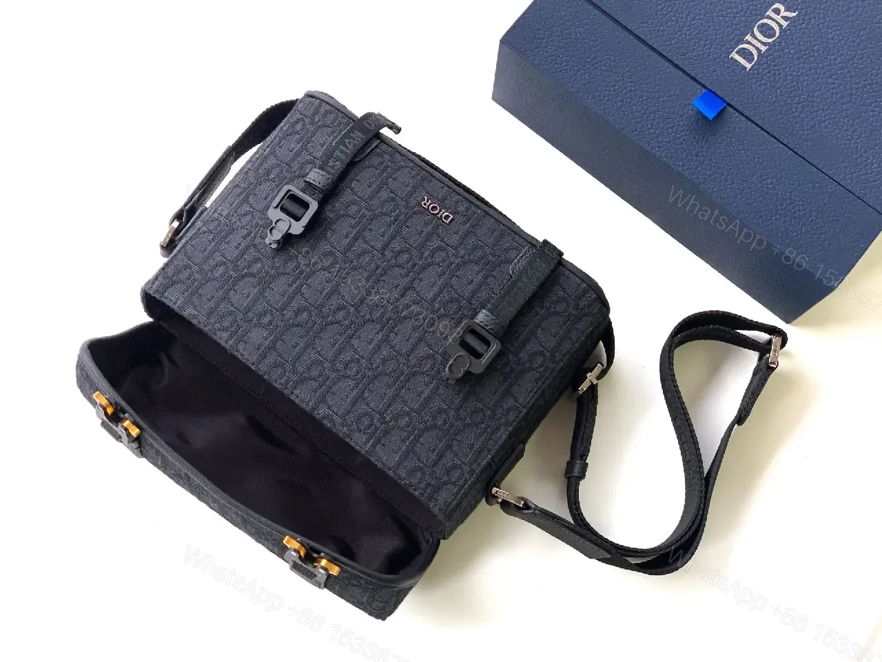 View 7 of Dark Monochrome Compact Messenger with Signature Detailing