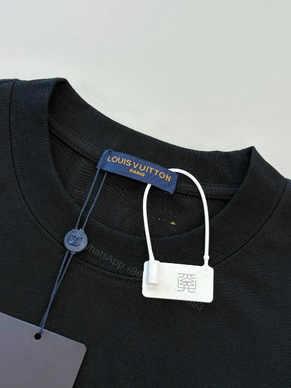 View 10 of Black Crystal-Embellished LV Tee: Premium Minimalist Style