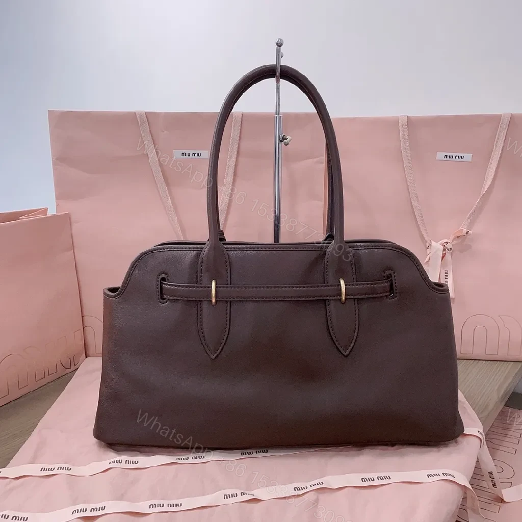 View 4 of Sophisticated Leather Tote: Structured, Gold Hardware, Everyday Carry