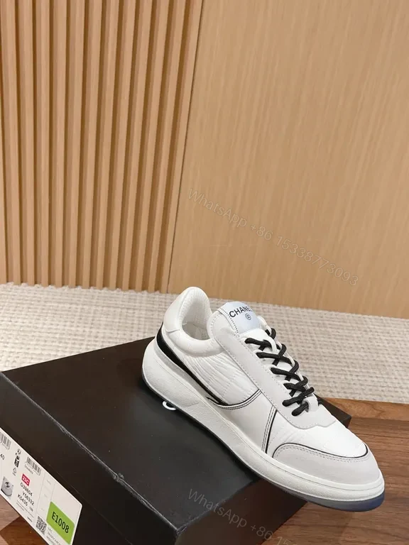View 3 of White Luxe Chanel-Inspired Cloud Sneakers: Sculpted Comfort