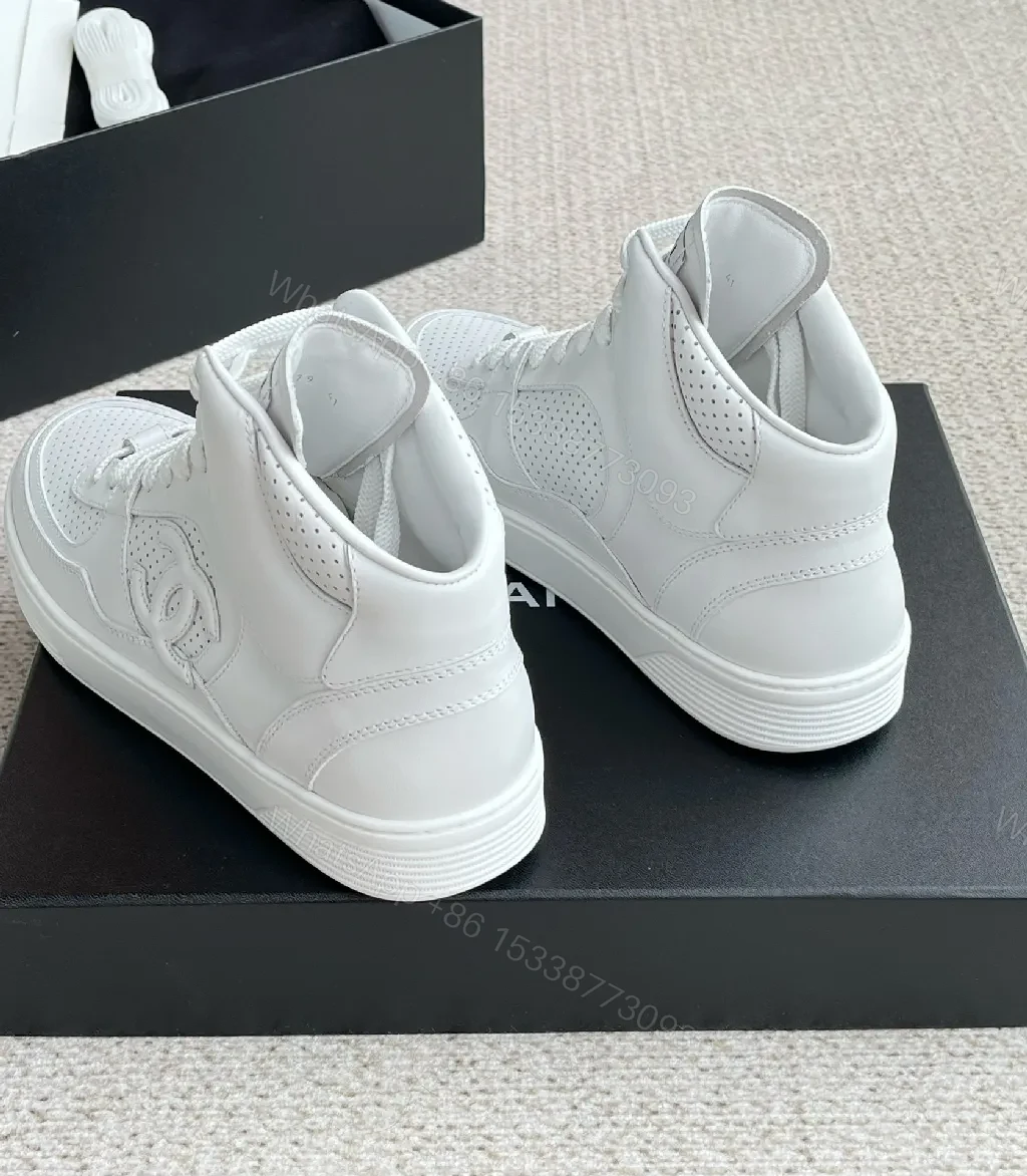 View 4 of Minimal White High-Top Sneaker: Luxury Everyday Comfort