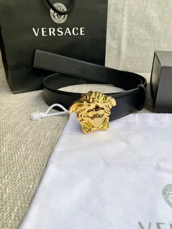 Statement Medusa Belt: Premium Italian Leather, Gold Buckle, Versace Style Belt — view 1