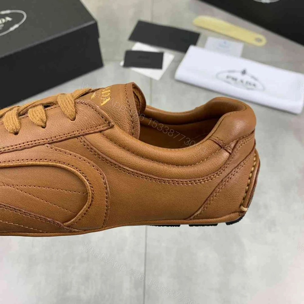 View 7 of Prada Montecarlo Re Edition 2005 Antiqued Nappa Leather Sneakers Caramel