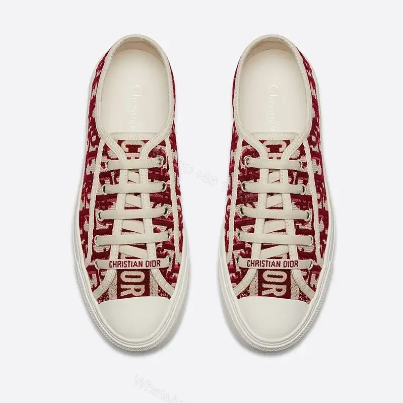 View 2 of WALK’N’DIOR SNEAKERS WOMEN OBLIQUE EMBROIDERED COTTON BURGUNDY – CD176