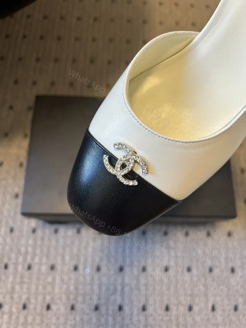 View 7 of Two-Tone Leather Slingback Pumps with Logo Hardware
