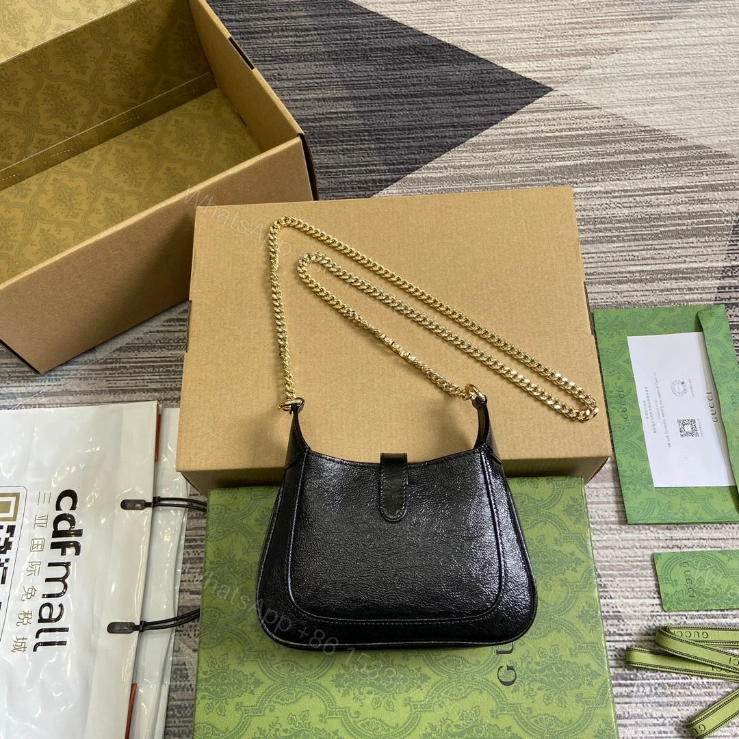 View 7 of JACKIE NOTTE MINI BAG 19 IN BLACK CRACKED LACQUER CALFSKIN GOLD HARDWARE