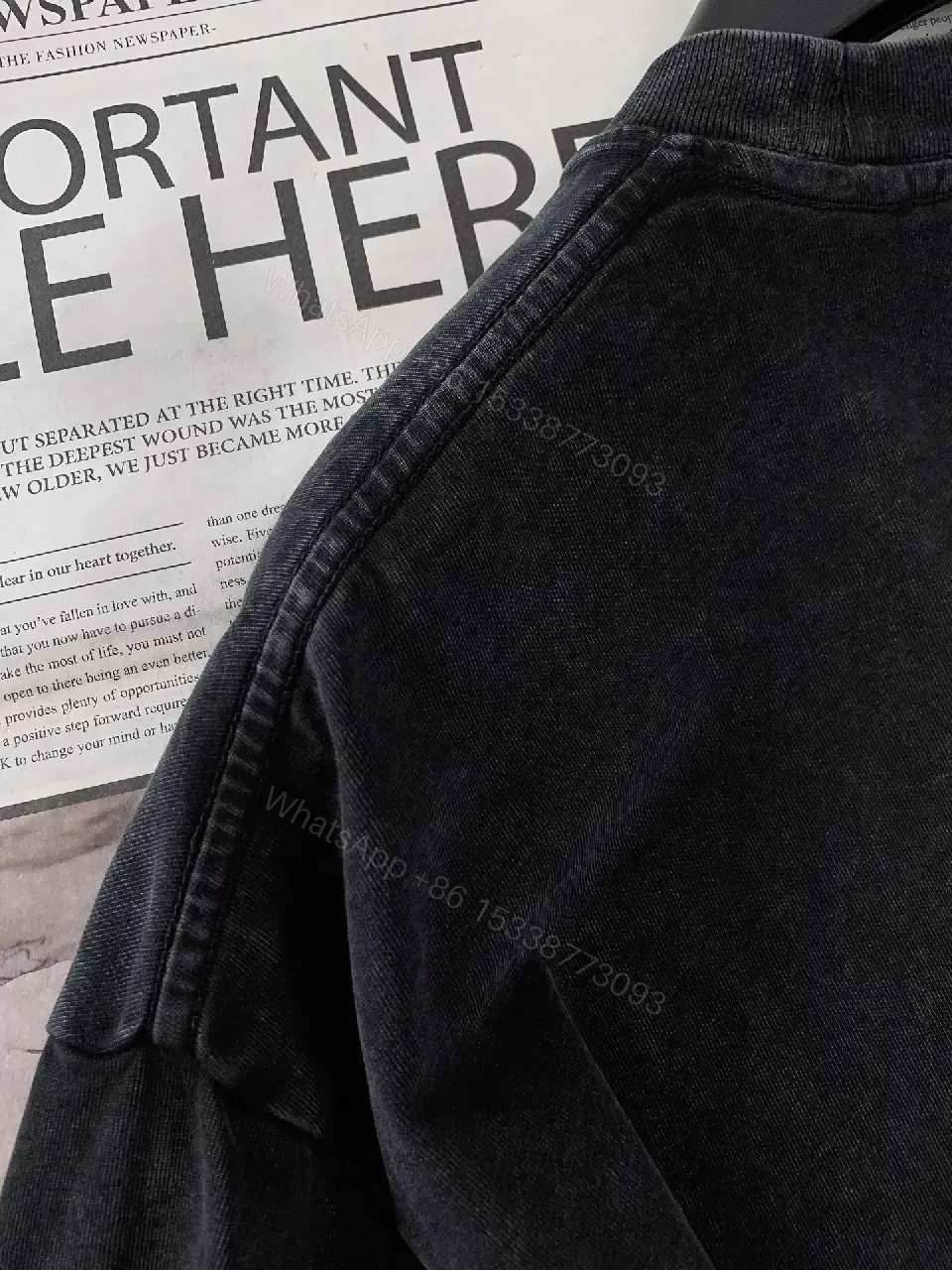 View 2 of Black Cotton-Blend Oversized Tee, Premium Streetwear Essential, Logo Detail