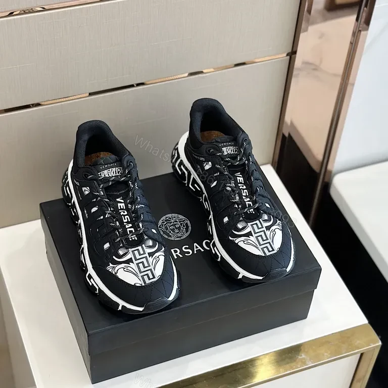 View 5 of Versace Greca Black Leather Sneaker â€“ Luxe Streetwear