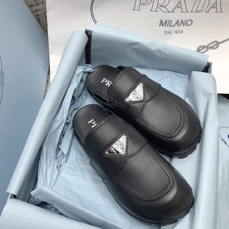 View 8 of Prada Black Leather Loafers â€” Signature Logo, Everyday Sophistication