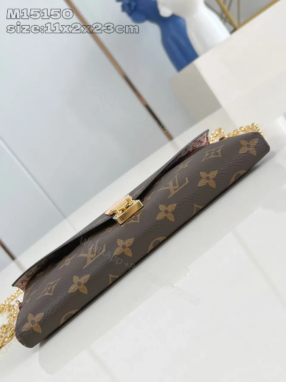 View 5 of Chic Monogram Canvas Bag with Gold Lock and Chain