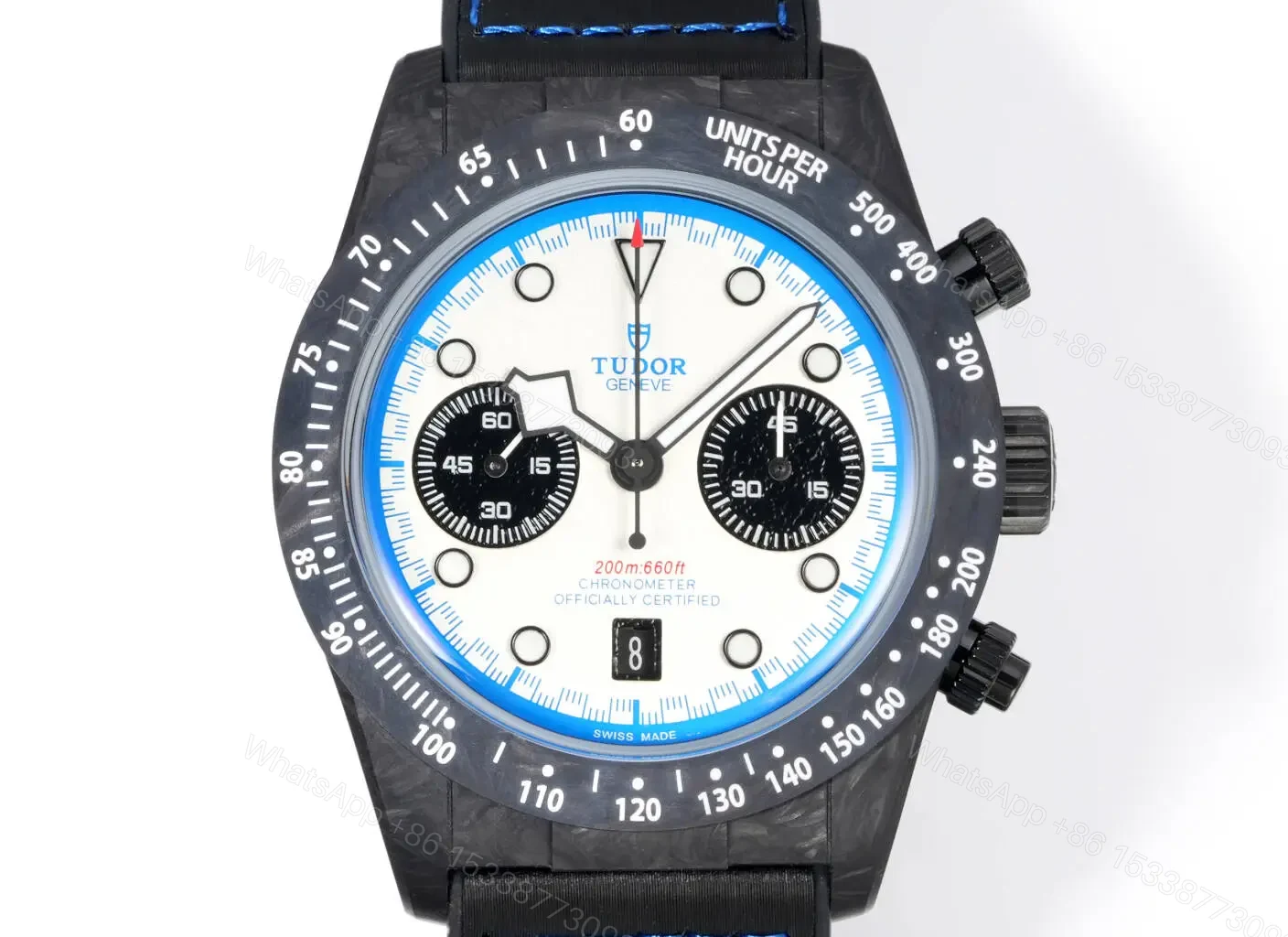 View 2 of Tudor R29 Biwan Blue Accent Chronograph Black Strap Premium 42MM M7937KN-0001