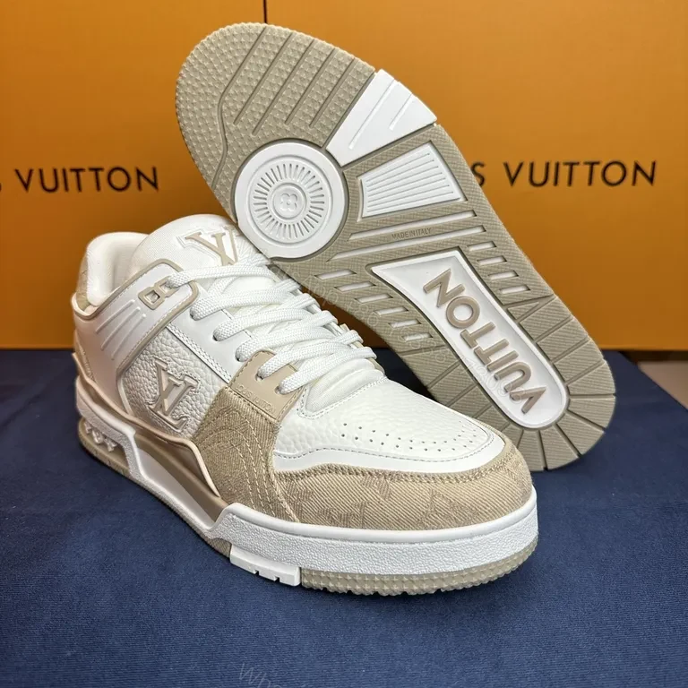 View 8 of White & Beige LV-Inspired Luxury High-Tops: Refined Everyday Sneaker