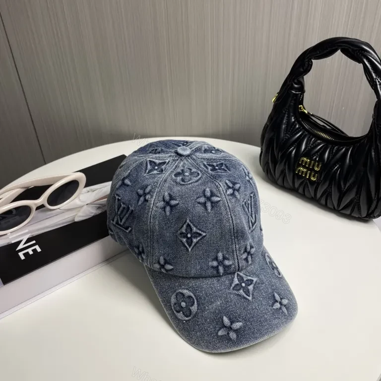 View 2 of Denim Monogram Cap: Casual Luxury Streetwear Hat