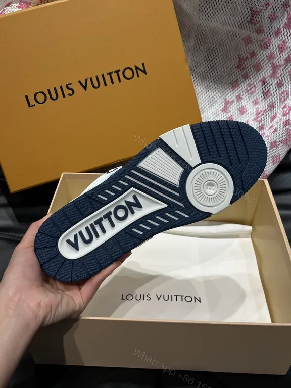 View 2 of Chic Leather Sneakers: Modern Texture, LV Detailing, Comfort