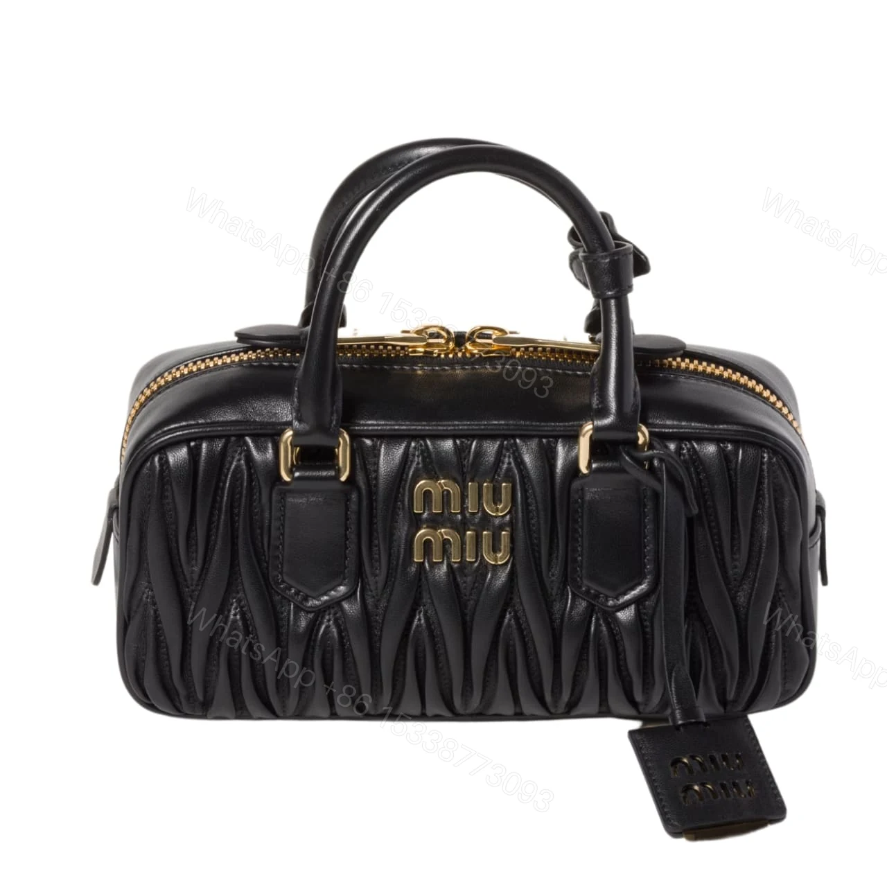 MIUMIU ARCADIE MATELASSÉ NAPPA BAG BLACK 22CM 5BB142 N88 F0002 V OON — view 1