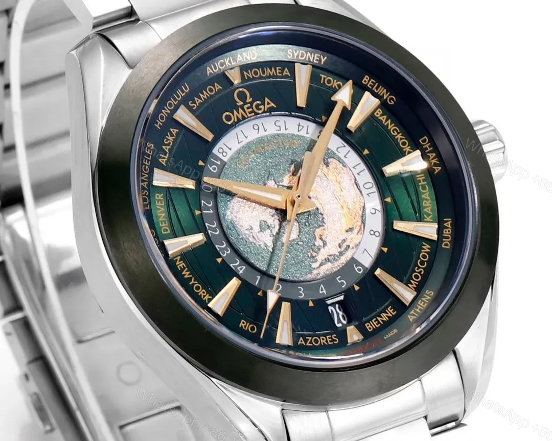 View 4 of Omega Speedmaster World Time 220.10.43.22.03.001 Green Dial with Stainless Steel Bracelet