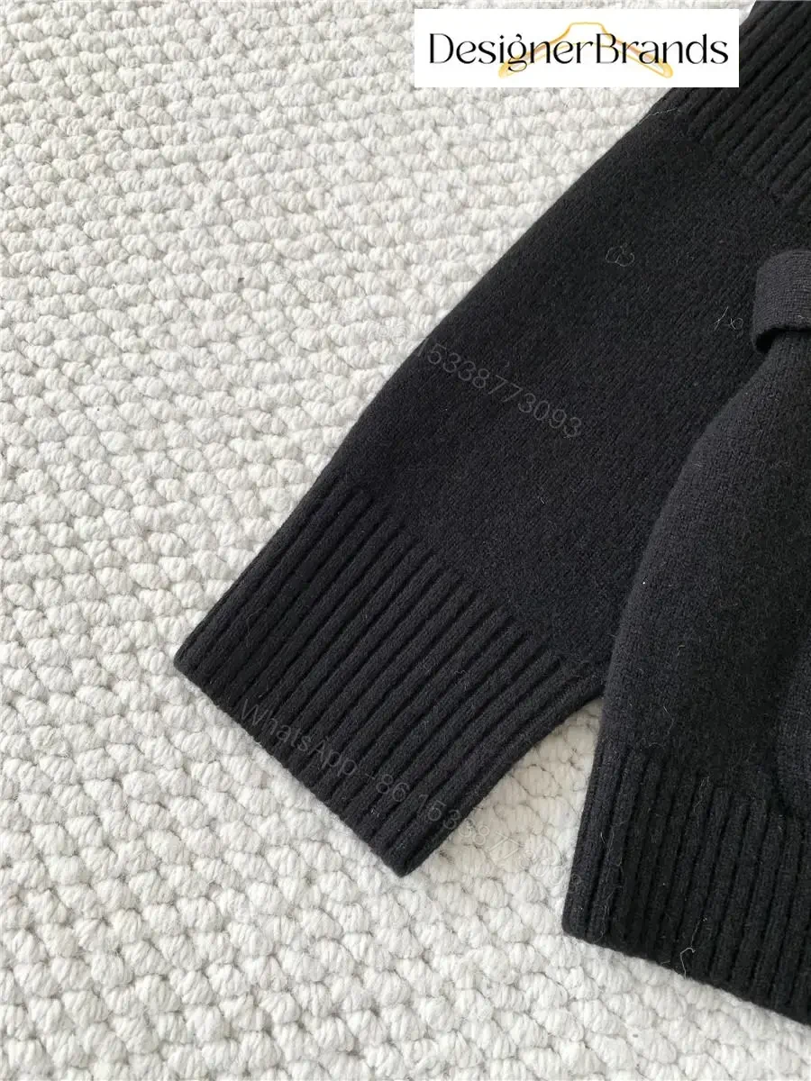 View 7 of Lux Black Knit Cardigan with Iconic Hardware Details