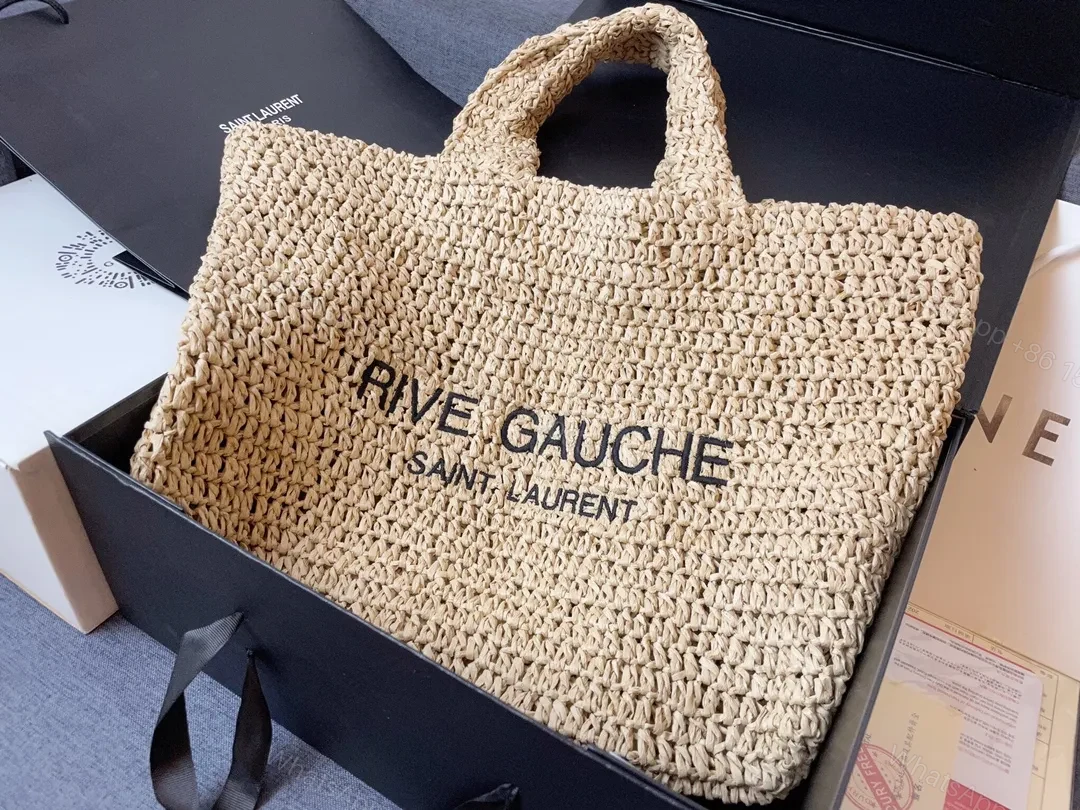 Saint Laurent Rive Gauche Linen Tote Bag — view 1