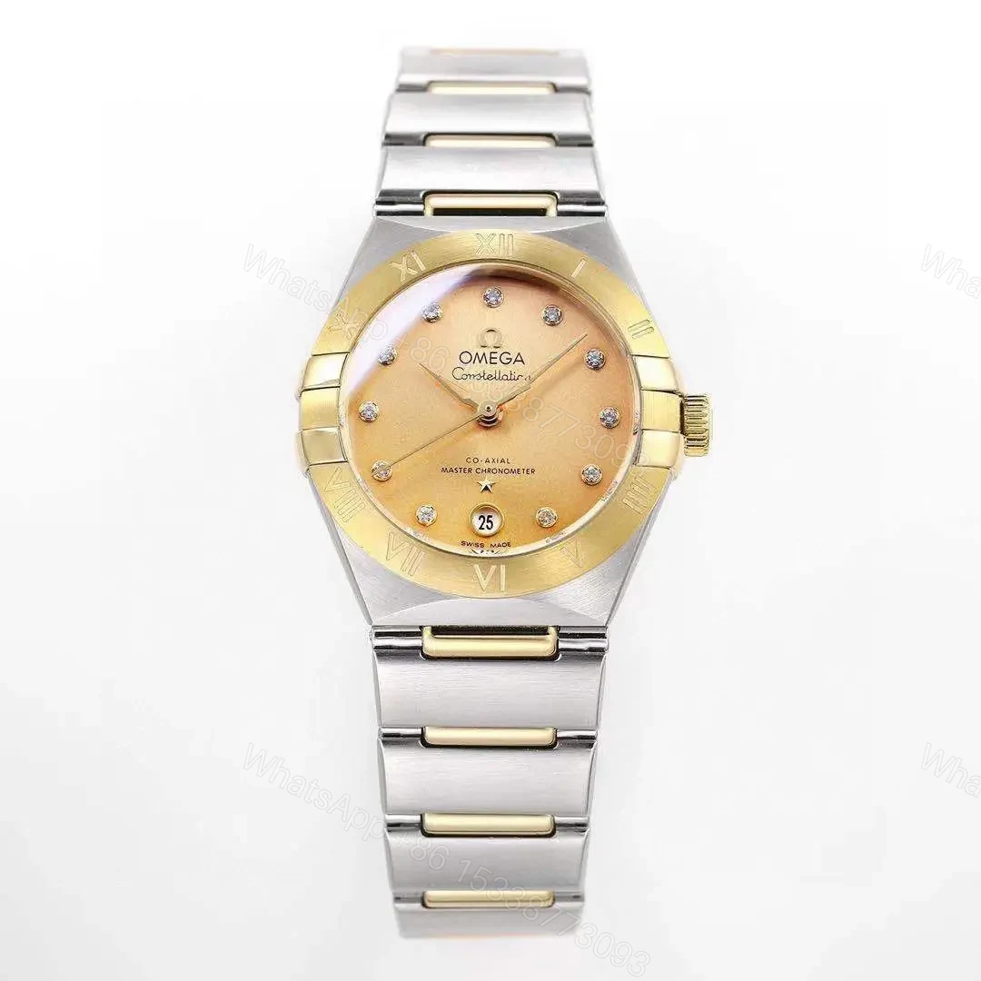 View 2 of Omega Constellation 29mm Women’s Watch V6 Version Two-Tone Stainless Steel and Yellow Gold Champagne Dial with Diamond Markers