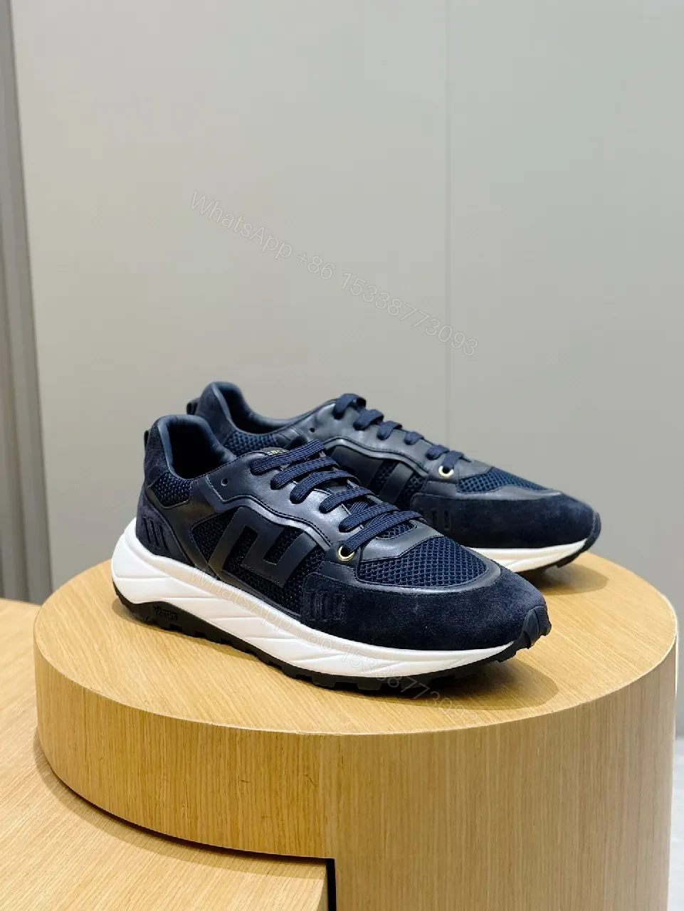 View 5 of Dark Navy Suede & Mesh High-Tops with Textured Silhouette