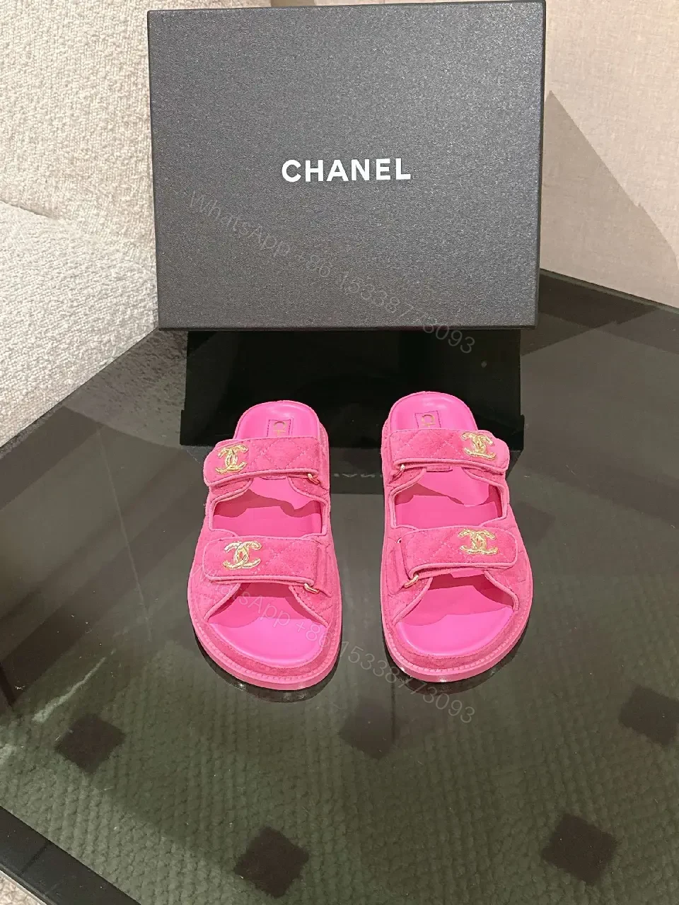 View 6 of Pink Luxe Slides with Dual Straps and Cushioned Comfort