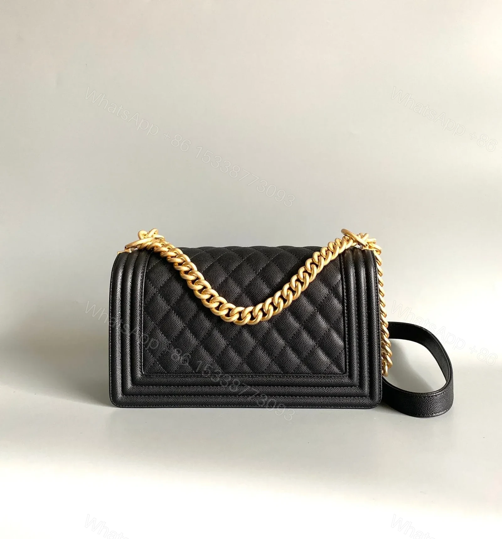 View 6 of CHANEL MEDIUM 25 BOY BAG IN BLACK LAMBSKIN GOLD HARDWARE