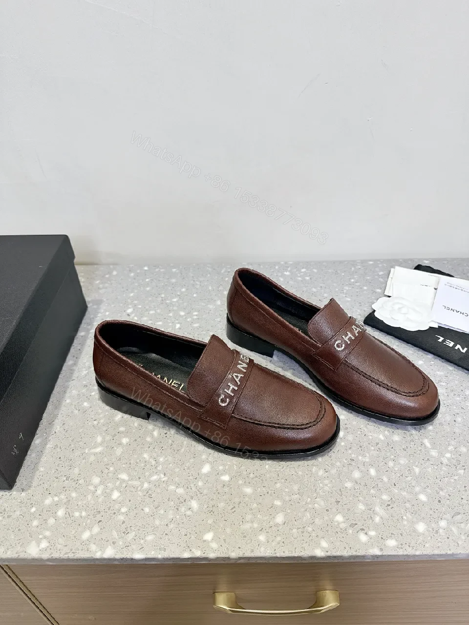 View 8 of Brown Leather Brogue Loafers with Signature Band — Premium Style Footwear