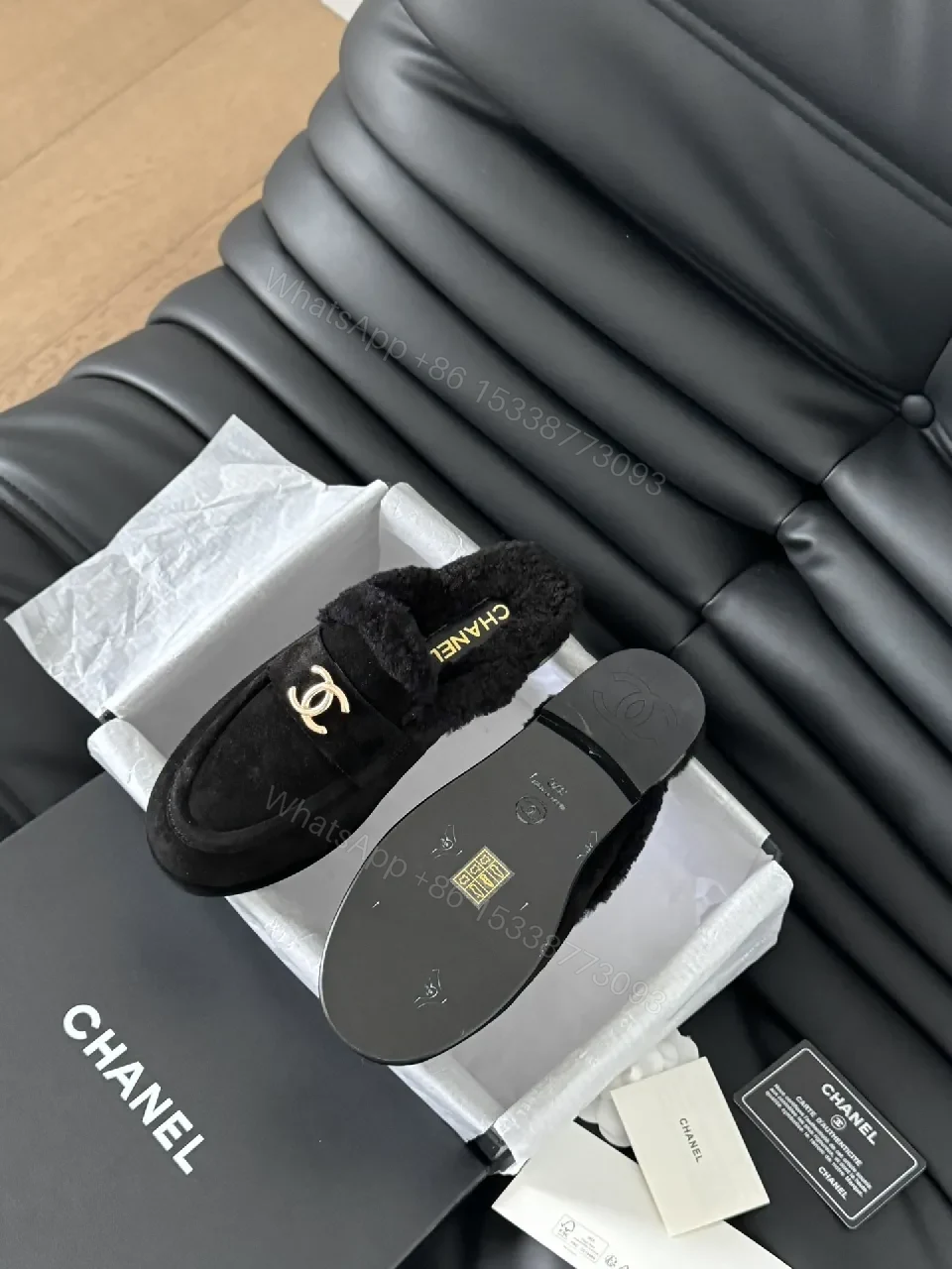 View 8 of Black Velvet Mules with Gold Hardware, Luxe Comfort, Chanel-Inspired