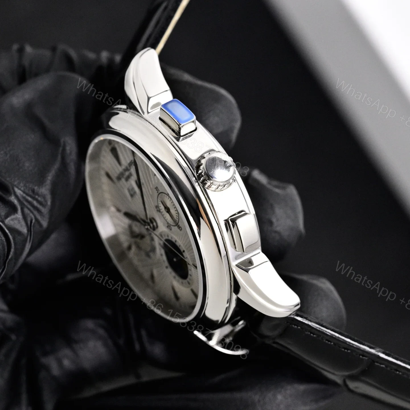 View 4 of Patek Philippe Complicated Functions Men’s Watch 42mm Italian Leather Strap Edition TW-PP-9100-COMPLICATION-42-LS
