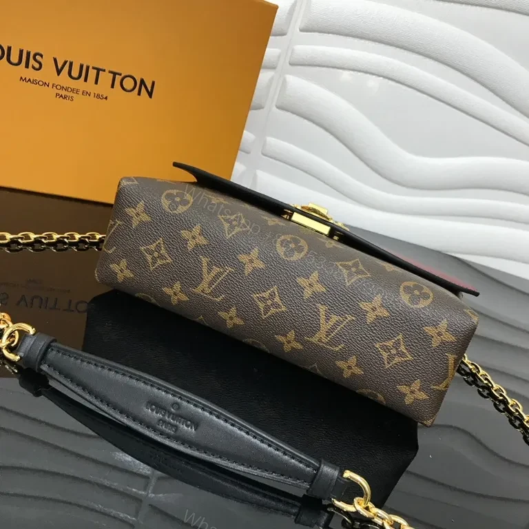 View 4 of Chic Burgundy Monogram Crossbody Bag - Luxury Day-to-Night
